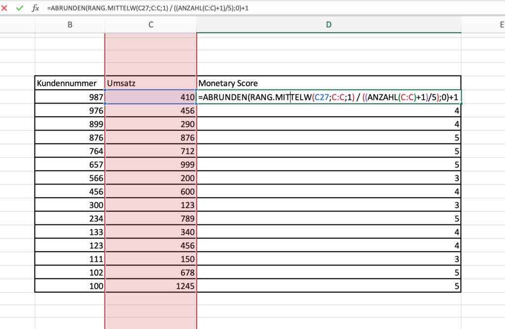 M-Score Berechnung in Excel