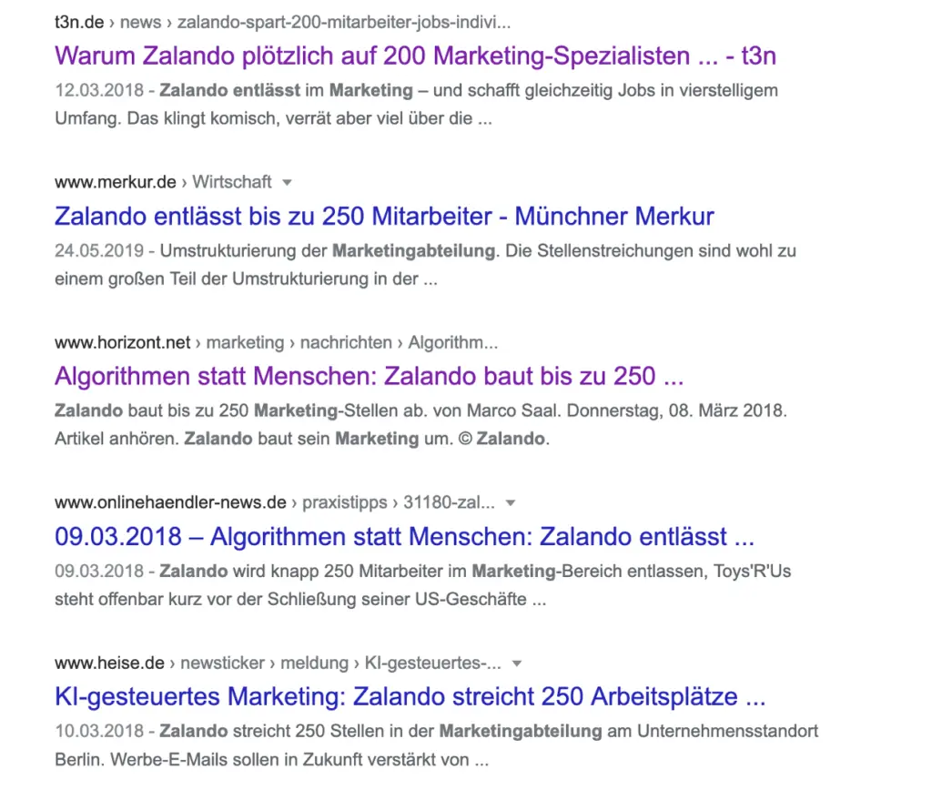Zalando entlässt 250 Marketing-Spezialisten und ersetzt diese durch KI-gesteuertes Marketing.