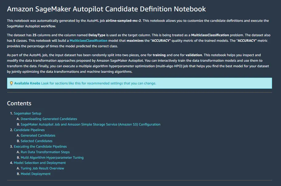 Amazon Sagemaker Autopilot hilft bei der automatisierten Notebook-Erstellung.